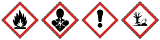 GHS 02+07-08+09 - Gesundheitsgefahr, Flamme, Ausrufezeichen und Umwelt Flamme & Gesundheitss. & Ausrufezeichen & Umwelt