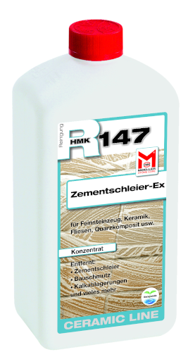 HMK R147 Zementschleier-Ex bei Fliesen, Keramik und Feinsteinzeug für eine kraftvolle Reinigung am Bau im Innenbereich und Außenbereich.