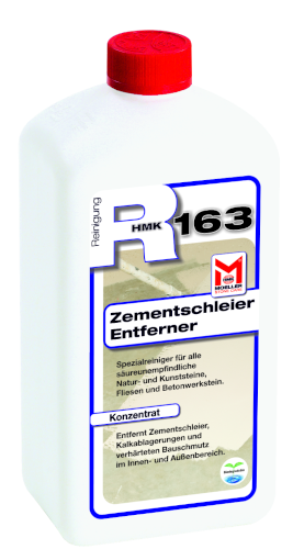 HMK R163 Zementschleier-Entferner für verhärteten Bauschmutz, Zementschleier und Kalkablagerungen. Der Zementschleierentferner reinigt säureempfindliche Natursteine, Fliesen und Betonwerkstein.