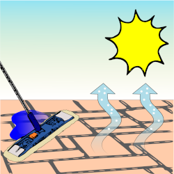 Naturstein und Fliesen im Außenbereich richtig reinigen / Terrassenreinigung: Den Naturstein oder die Fliesen trocknen lassen. Je nach Witterung ist dies schnell der Fall. Die Terrassenreinigung sollte im Vorfeld auch auf das Wetter abgestimmt werden.